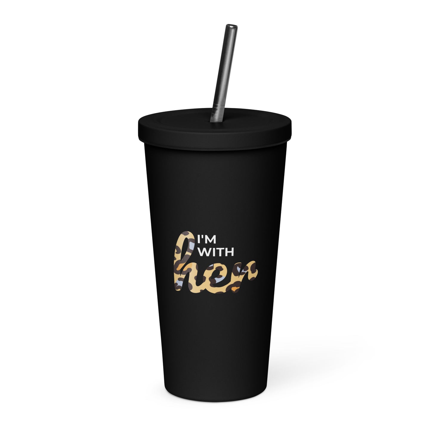 Insulated tumbler with a straw