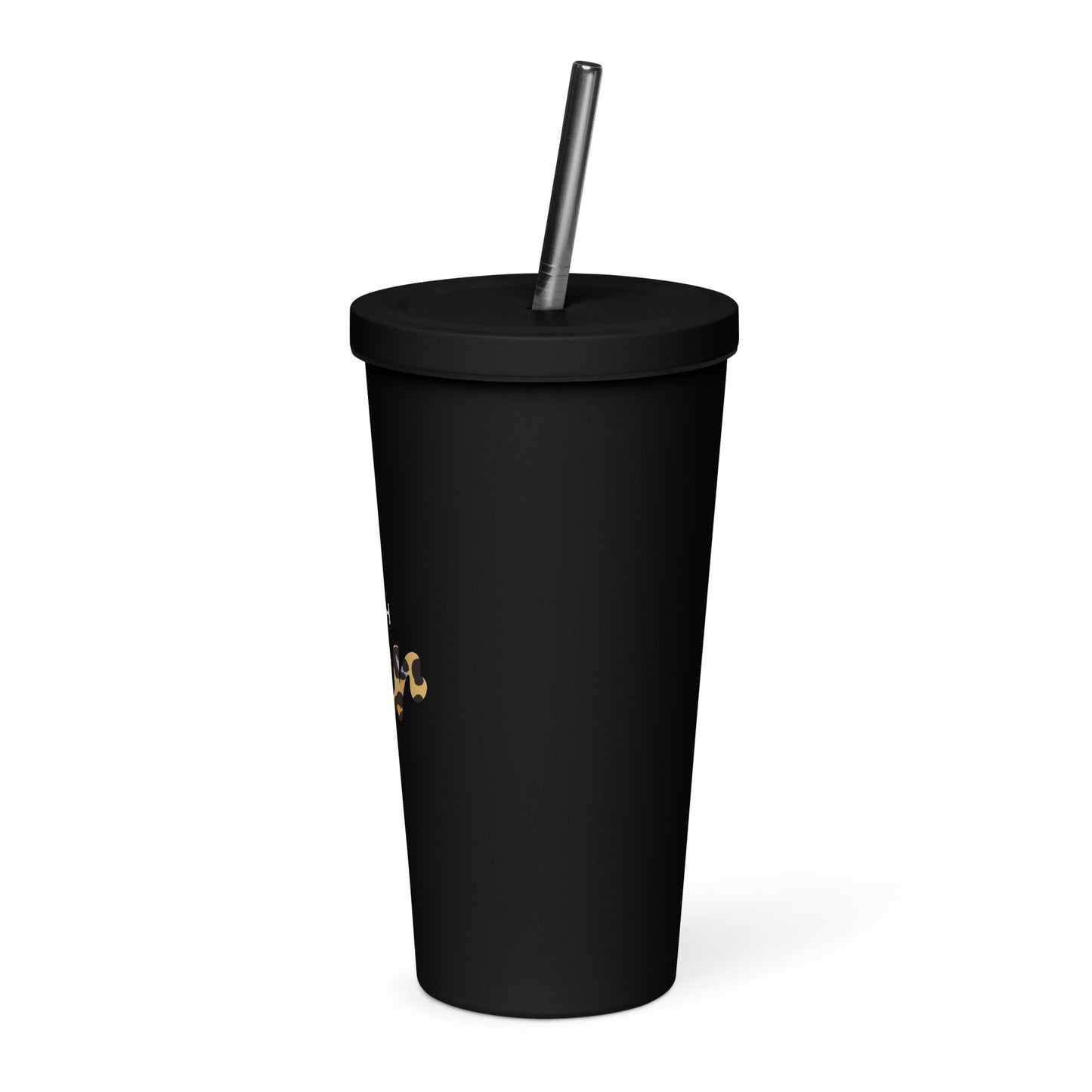 Insulated tumbler with a straw