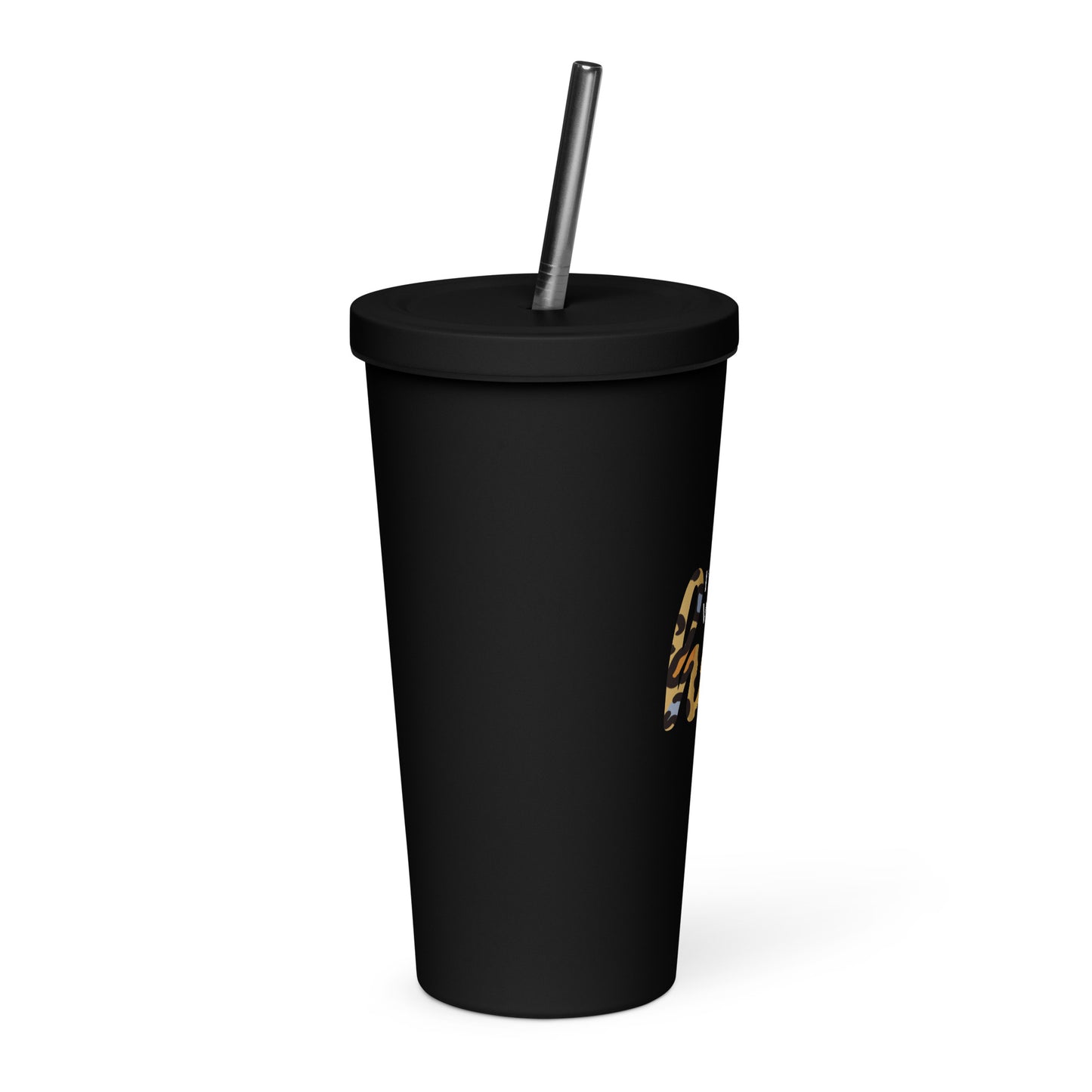 Insulated tumbler with a straw