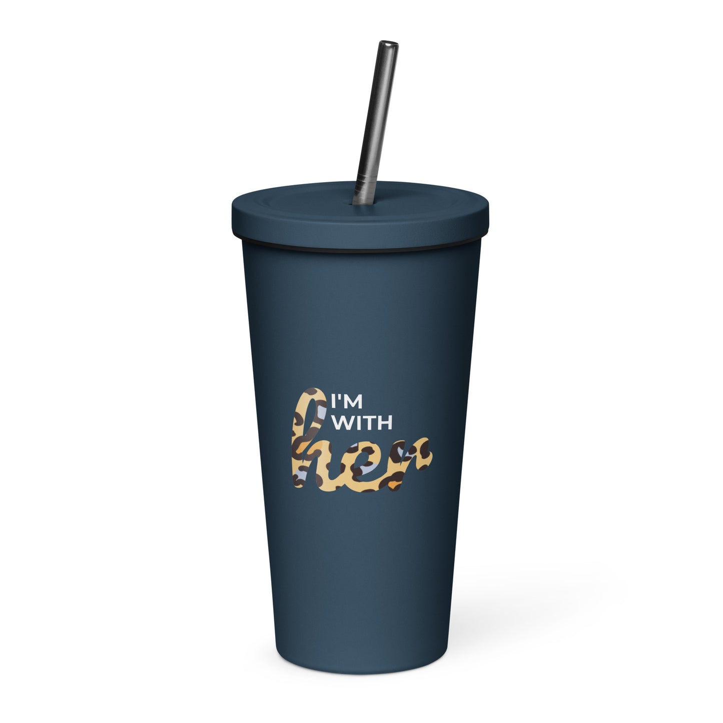 Insulated tumbler with a straw