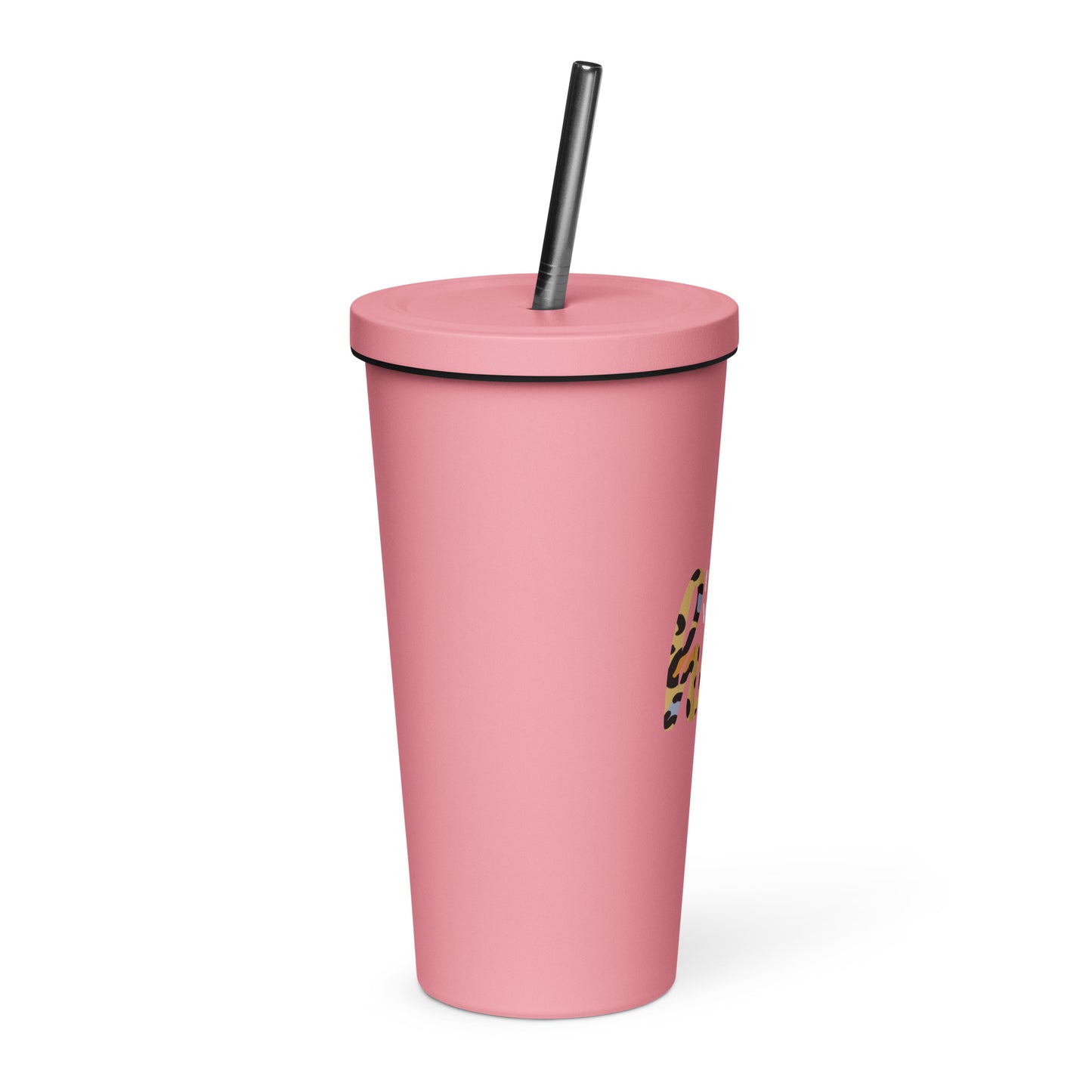 Insulated tumbler with a straw