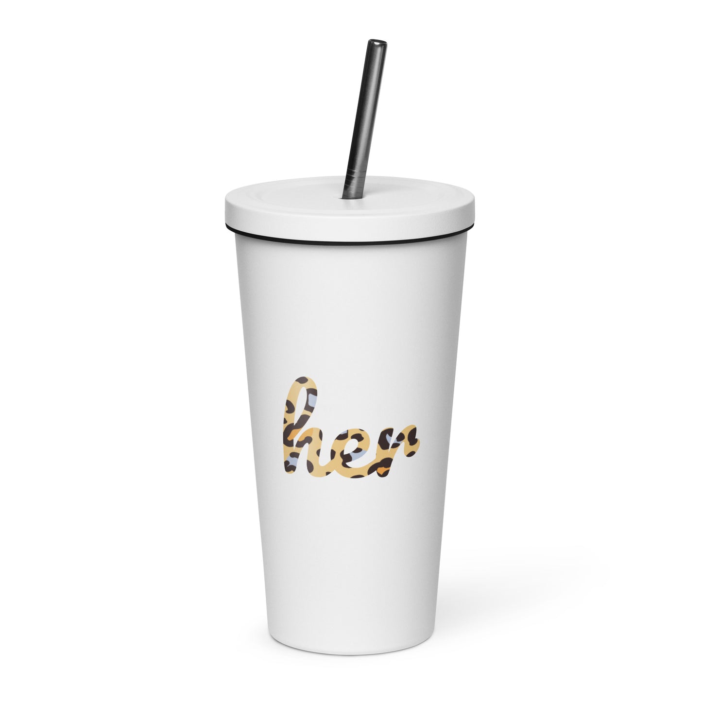 Insulated tumbler with a straw